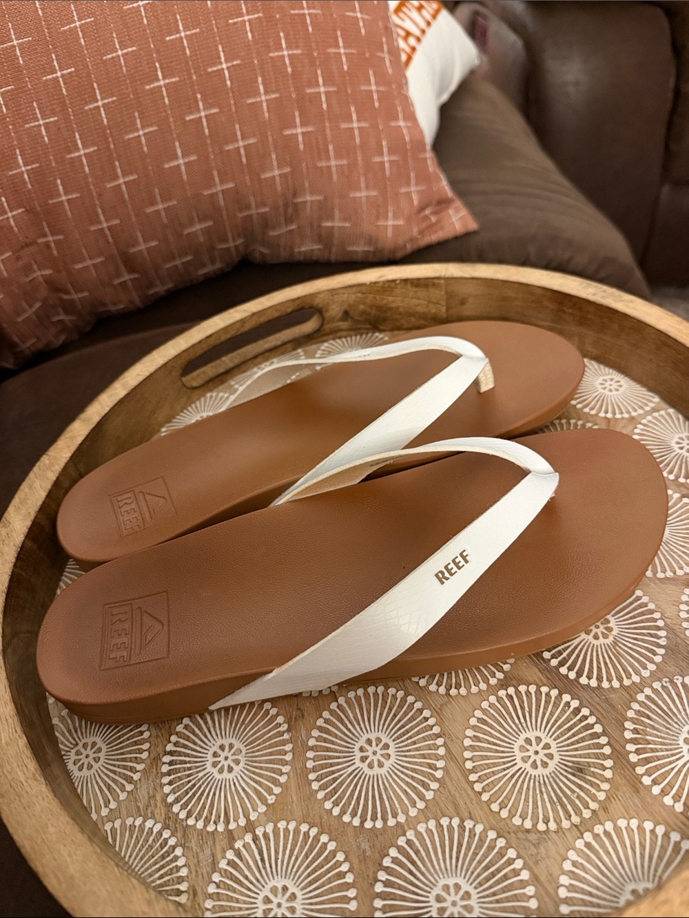 Reef Women’s Brown and White Strap Sandals